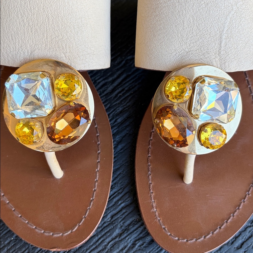 Tory Burch Tan and Gold Embellished Sandals - Picture 7 of 10